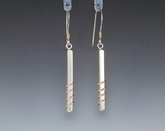 Sterling Silver and Gold Filled Spiral Earrings