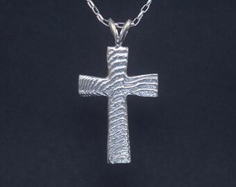 Cuttlebone Cast Sterling Silver Cross - Christening - Confirmation - OOAK Texture