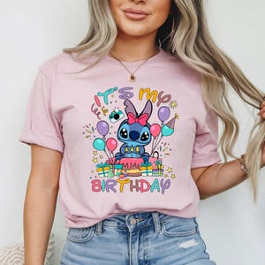 It&#39;s My Birthday Disney Stitch Birthday Girl Shirt, In My Birthday Era Shirt, Stitch & Angel Birthday Girl Tee, Disneyland Birthday Trip Tee