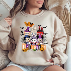 Labubu Halloween Shirt, Half Adorabl Half Haunted Shirt, Spooky Labubu Kids Shirt, Kawaii Monsters Tshirt,Trendy Cartoon Dolls Halloween Tee