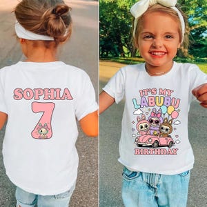 Custom Labubu Birthday Shirt, Personalized Labubu Birthday Gift, Trendy Cute Kawaii Monsters Doll Birthday T-Shirt, Gift Trendy for Girls