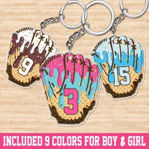 Personalisierter Baseballhandschuh Drip Schlüsselanhänger, benutzerdefinierte Baseball Drip Bag Tag, Sport Eis Drip Soop Bag Tag, Jugend Sport handgemachtes Geschenk