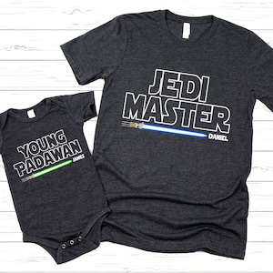 Jedi Master Young Dad Shirts, Matching Star Wars T-Shirts, Daddy daughter shirts, Dad and Son Star Wars Shirt, Jedi and Padawan Baby Shirt