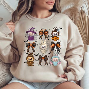 Spooky Labubu Halloween Shirt, Cute Ghost Pumpkin Trick Or Treat T-Shirt, Group Costume Tee, Coquette Labubu Sweatshirt,Kids Halloween Shirt