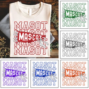 Custom Mascot Pennants Flag Shirt, Watercolor Pennant Mascot Shirt, School Spirit Shirt, Girly Mascot Shirt, Personalized Matching Team Tee