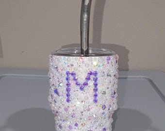 Personalized Rhinestone Mini 3oz Monogram Tumbler Shot Glass Birthday Gift, Bachelorette, Party Girl Gift Wedding Bridesmaids&#39; Gift