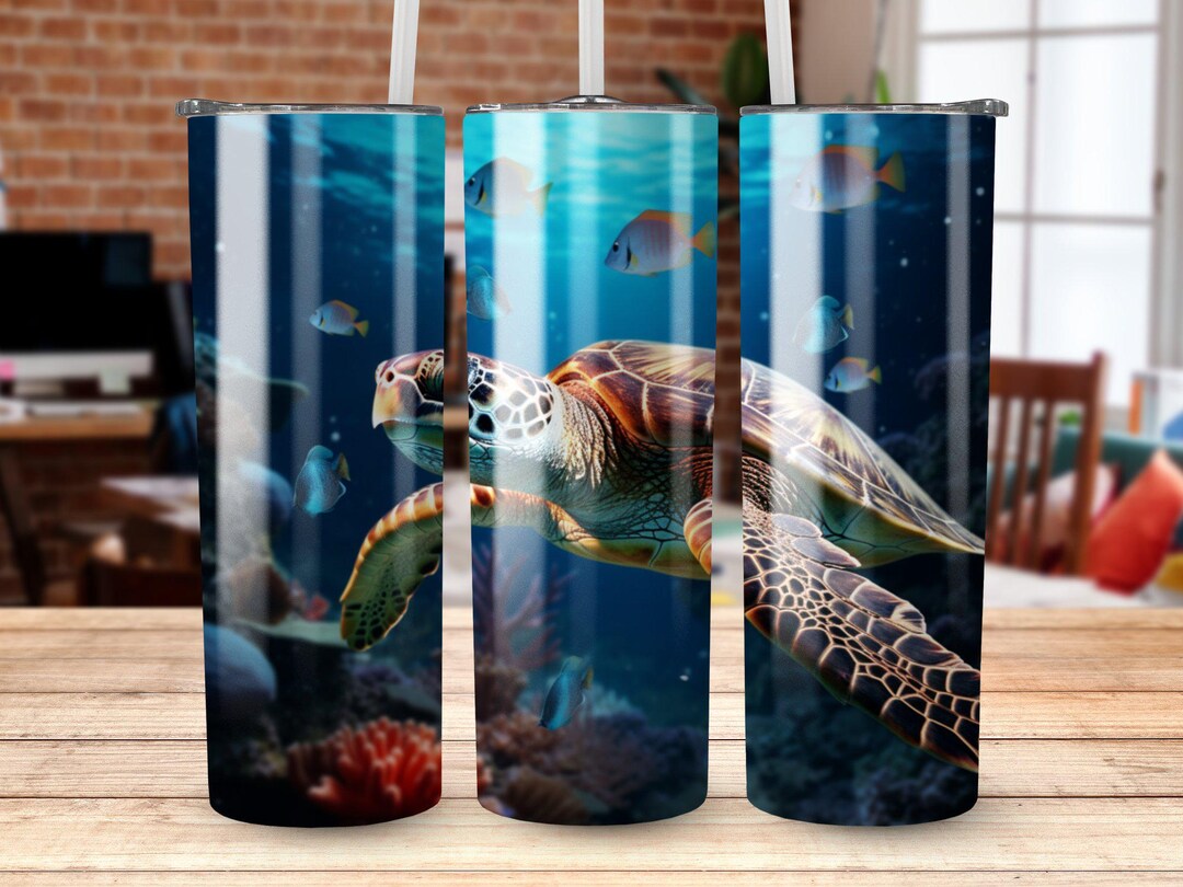 Turtle Shell Cups Sea Turtle Tumbler Cup, Ocean Marine Life Insulated Travel Mug ...