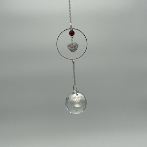 Disco Herz Kristall Prisma Suncatcher - Believe in Love - Rückspiegel