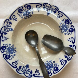 Antique pewter spoon and scoop