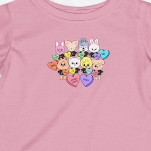 SKZoo Candy Hearts INFANT Tee, Stray Kids Cute SKZ Merch, StrayKids Shirt Bbokari WolfChan Leebit Jiniret Dwaekki Han Quokka PuppyM FoxINy