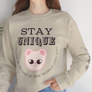 Stray Kids Motivational Sweatshirt, SKZoo Jiniret Unisex Shirt, "STAY Unique" SKZ Inspiration, StrayKids Kpop Hyunjin Merch