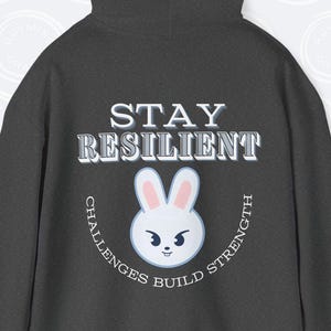 Stray Kids Motivational Hoodie, SKZoo Leebit Contrast Unisex Hooded Sweatshirt, Lee Know &quot;STAY Resilient&quot; Inspiration, StrayKids Kpop Merch
