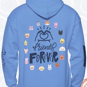 SKZoo + Aniteez = Friends Forever Hoodie,  STAYtiny Hand Heart Hooded Sweatshirt, Stray Kids Ateez KPop Merch, STAY Atiny Fan Shirt