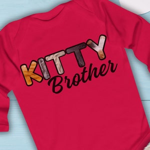 Body de bebé "Hermano Gato", mono personalizado de manga larga con letras peludas para hermano de mascota, regalo para baby shower, regalo para mamá primeriza, conjuntos familiares