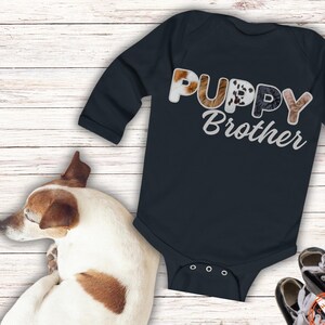 Body personalizado para hermano canino, mono de manga larga con letras peludas para bebé, regalo para baby shower, regalo para futura mamá, conjuntos familiares