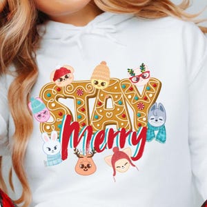 Stray Kids *STAY MERRY* Holiday Hoodie, SKZoo Gingerbread Hooded Sweatshirt, Winter SKZ StrayKids Christmas Shirt Bangchan Felix Hyunjin