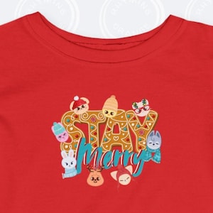 SKZoo *STAY Merry* INFANT Tee, Stray Kids Cute T-Shirt, StrayKids SKZ Merch Bbokari WolfChan Leebit Jiniret Dwaekki Han Quokka PuppyM FoxINy