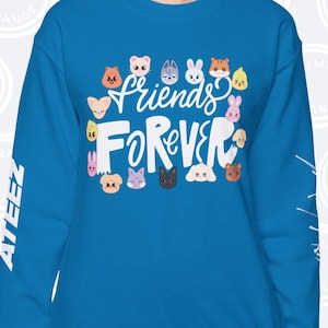 STAYtiny Friends Forever Sweatshirt,  Front Print SKZoo Aniteez Together Sweatshirt, Stray Kids Ateez KPop Merch, STAY Atiny Fan Shirt