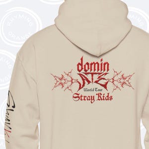 Stray Kids DominATE World Tour Hoodie, Unisex SKZ Merch with Front Back Sleeve Print, SKZ BangChan Felix Hyunjin Changbin KPop Sweatshirt