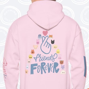 SKZoo LOVES Aniteez Finger Heart Hoodie, STAY Atiny Hooded Sweatshirt, Stray Kids Ateez KPop Merch, STAYtiny Fan Shirt Hongjoong Bbokari