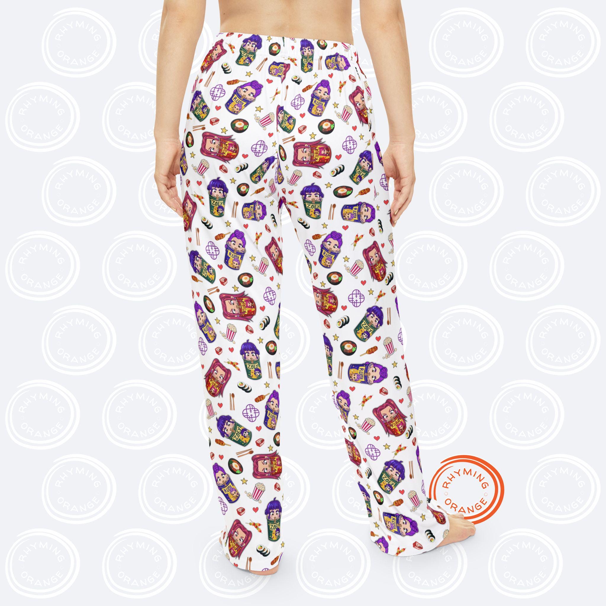 Produktbild von Kpop Pyjamahose Damen Flanell, K Pop Schlafanzug Pyjama Hose, Flauschig