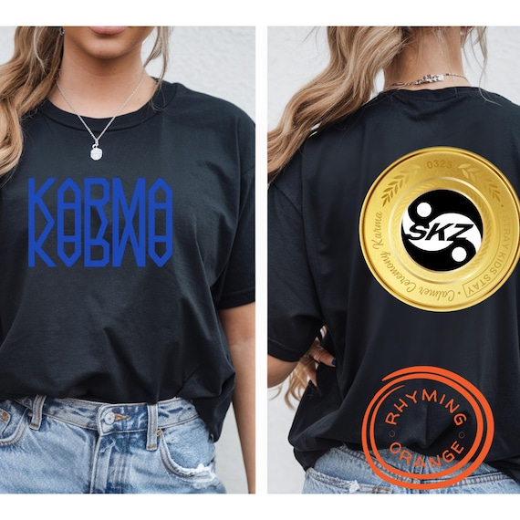 Stray Kids *KARMA* Coin Black & Blue Tshirt, SKZ Stay Softstyle