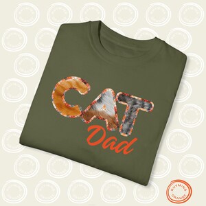 Camiseta personalizada para papá gato con cuadros otoñales y colores cómodos, camiseta personalizada para gato con letras peludas de Halloween, regalos para dueños de gatos, camiseta para papá gato