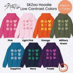 Stray Kids SKZoo Hoodie, SKZ Unisex Hooded Low Contrast Colors Sweatshirt, StrayKids KPop Merch, Bbokari Bangchan Leebit Han Shirt