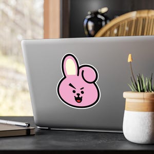 BTS Cooky BT21 Vinyl Kiss-Cut Decals, 3&quot; & 6&quot; BT21 Jungkook Character Stickers, BTS merch ARMY window car laptop water bottle decal
