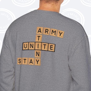 KPop Fans UNITE Sweatshirt, STAY Atiny Army Letter Tiles Long Sleeve Shirt, Welcome Home BTS Stray Kids Ateez Merch, STAYtinyARMY STAYtiny