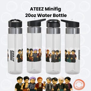 ATEEZ Minifig Sport Bottle, ATZ 20oz Minifig Bricks Water Bottle, K-Pop Fan Gift, Honjoong WooYoung SeongHwa Mingi San Yunho Yeosang Jongho