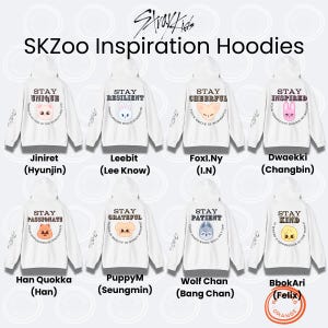 Sudaderas inspiradoras de Stray Kids, sudadera unisex blanca de SKZoo, mensajes motivacionales de STAY, merchandising de StrayKids Kpop