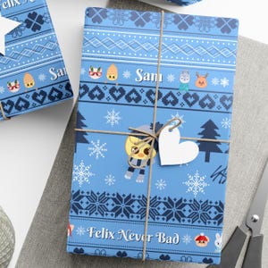 Personalisierte Stray Kids Pullover Druck Geschenkverpackung, blau benutzerdefinierte SKZoo Felix Never Bad Geschenkpapier, StrayKids Bbokari Urlaub Kpop Merch