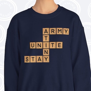 KPop Fans UNITE Sweatshirt, Stay Atiny Army Letter Tiles Long Sleeve Shirt,  Welcome Back BTS Stray Kids Ateez STAYtinyARMY StayTiny Merch