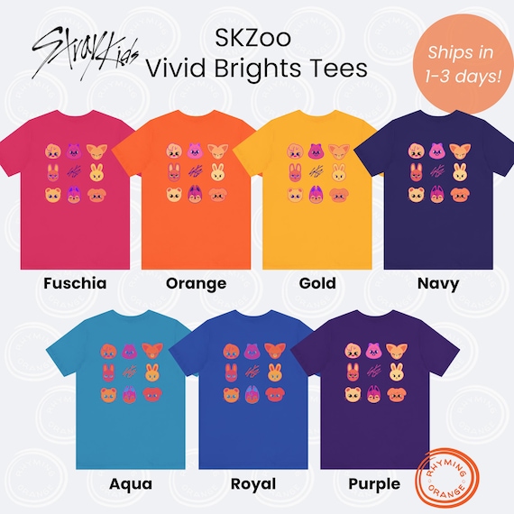 Stray Kids Skzoo Tee, Straykids Unisex Vivid Brights T-shirt