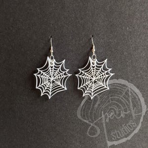 Spider Web Earrings, White Spider Webs, Halloween Earrings, Spooky Earrings, White Web Earrings
