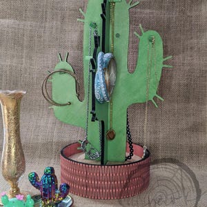 Portagioie a forma di cactus, organizzatore di gioielli Lazy Susan a 360 gradi