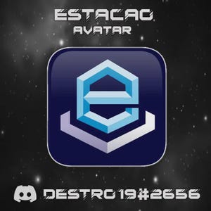 May include: A digital graphic featuring the text "ESTACAC AVATAR" in a futuristic font. The central image is a blue and white geometric design within a rounded square, with the Discord logo and the text "DESTRO19#2656" at the bottom.