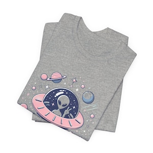 Alien Peace Sign T-Shirt, UFO Tee, Extraterrestrial Graphic Shirt, Space Lover Gift, Sci-Fi Clothing
