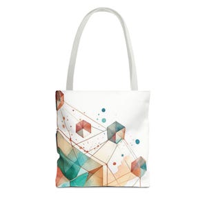 Geometric Pattern Tote Bag, Colorful Shopper Bag, All Over Print Handbag, Unique Shoulder Bag, Digital Design tote