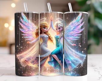 Frozen  Tumbler Wrap PNG | 20 oz Skinny Seamless Sublimation | Elsa Anna Olaf Digital Download