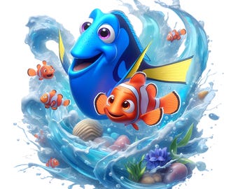 Alla ricerca di Nemo e Dory Acquerello Splash 4 PNG Clipart (Download digitale)