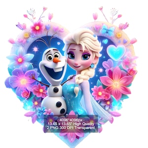Emballage pour gobelet Elsa Anna Olaf La Reine des neiges PNG - Design à sublimation mince 20 oz - Téléchargement instantané - Emballage transparent prêt à imprimer