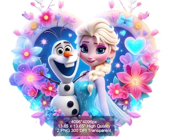 Frozen Elsa Anna Olaf Tumbler Wrap PNG – 20oz Skinny Sublimation Clipart 2 PNG