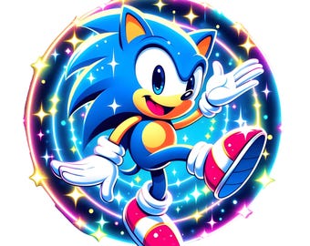 Sonic the Hedgehog PNG: Splash Watercolor Clipart (Digital Download)