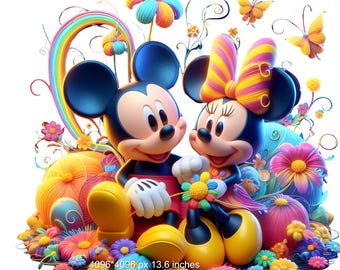 Mickey und Minnie Aquarell Splash PNG - Hochauflösende Digital Design (Digitaler Download)