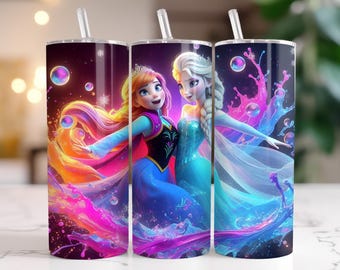 Frozen  Tumbler Wrap PNG | 20 oz Skinny Seamless Sublimation | Elsa Anna Olaf Digital Download