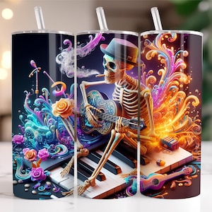 Skeleton Tumbler Wrap - Sublimation PNG 20oz Design - Instant Download - Cricut Silhouette - High Resolution - 2 PNG Bundle
