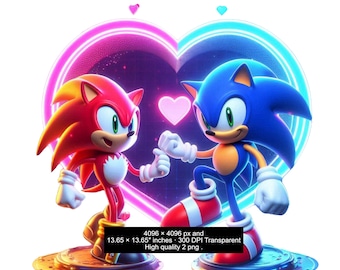 Sonic the Hedgehog – akwarelowy rozprysk PNG: projekt na Walentynki (pobranie cyfrowe)