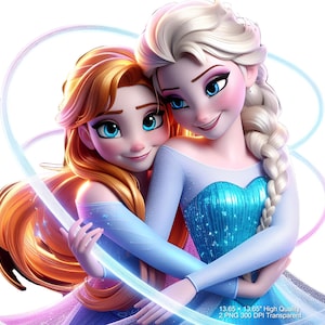 2 PNG Elsa et Anna Aquarelle et Splash Digital design fichier PNG pour sublimation - haute résolution - téléchargement PNG numérique instantané